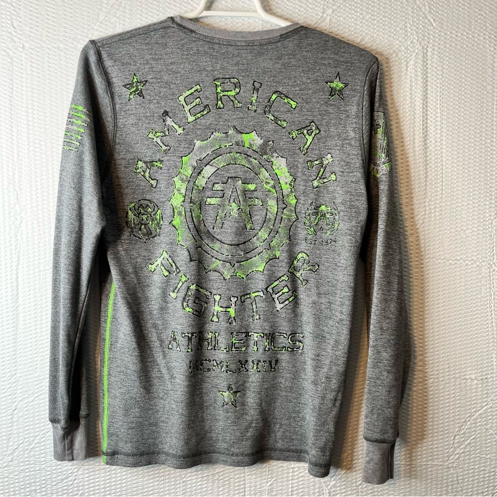 American Fighter Waffle Knit Thermal Long Sleeve Shirt Size L
